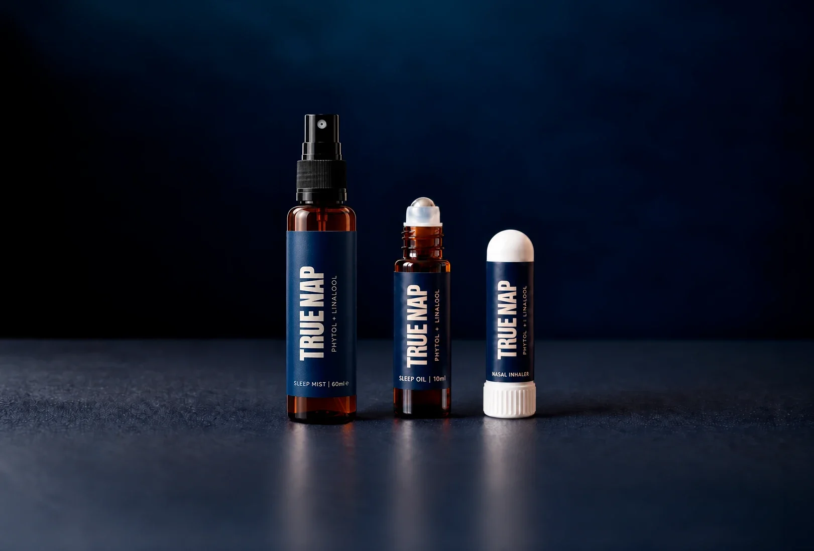 TRUE NAP: sleep mist, aceite roll-on e inhalador con su empaque nuevo