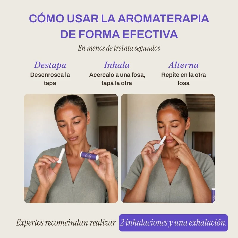Inhalador de aceites esenciales Calm de MATA SANA en uso