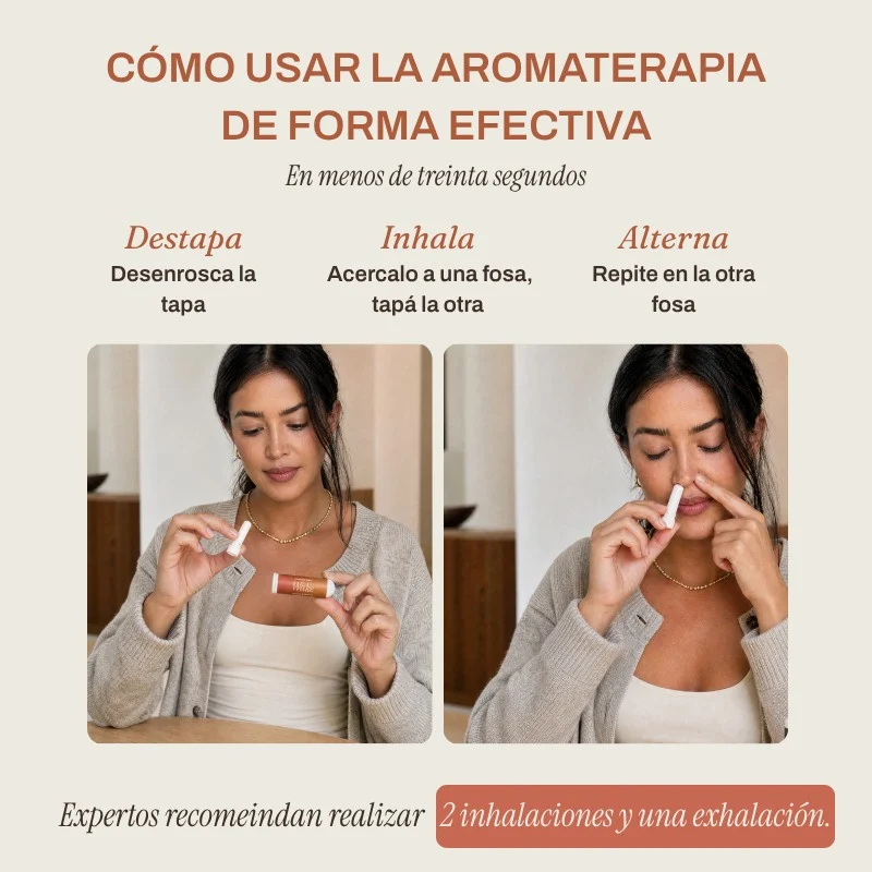 Inhalador de aceites esenciales Wake de MATA SANA en uso