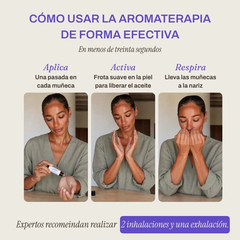 Roll-on de aceites esenciales Calm de MATA SANA en uso