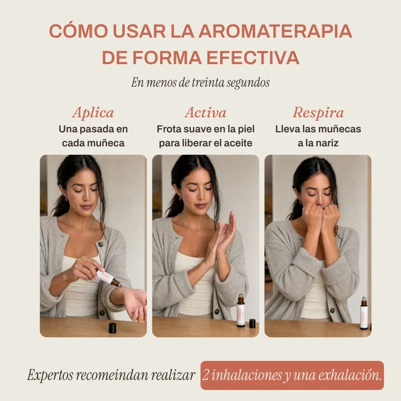 Roll-on de aceites esenciales Wake de MATA SANA en uso